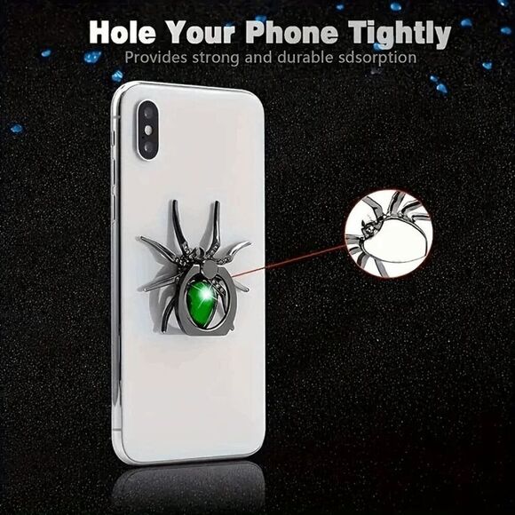 Emerald Green Crystal Diamond 360 Rotating Spider Cell Phone Ring Stand Holder - Picture 1 of 6